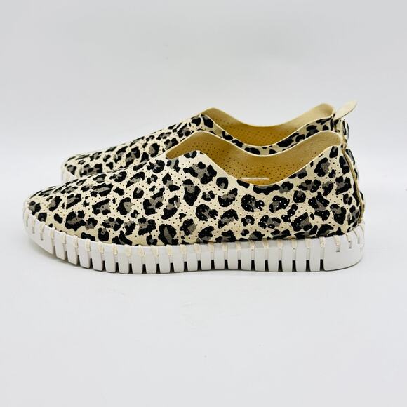 Ilse Jacobsen Shoes Womens 37 US 7 Brown Black Animal Print Tulip Slip On Flats - Picture 4 of 11